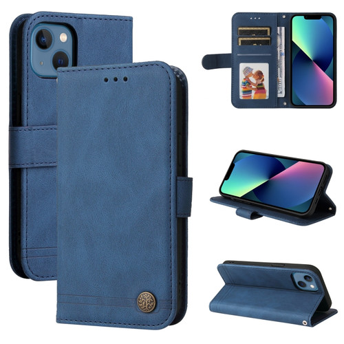 Skin Feel Life Tree Leather Case for iPhone 14 - Blue