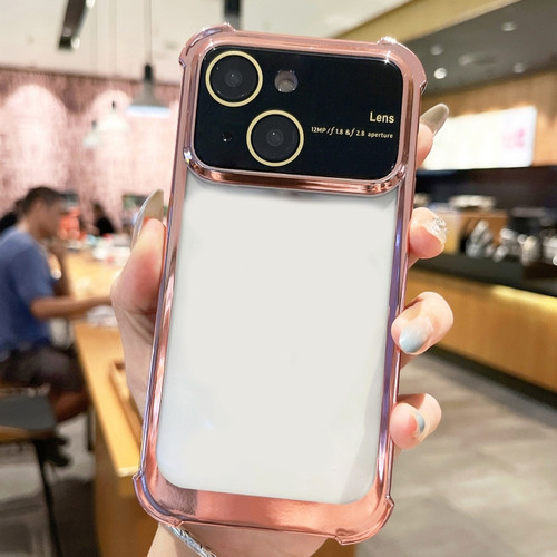 Four-corner Shockproof TPU Phone Case with Lens Film for iPhone 14 - Rose Gold