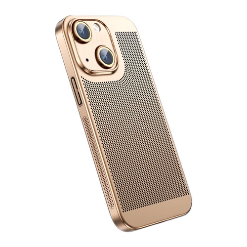 Ice Sense Heat Dissipation Electroplating PC Phone Case for iPhone 14 - Champagne Gold