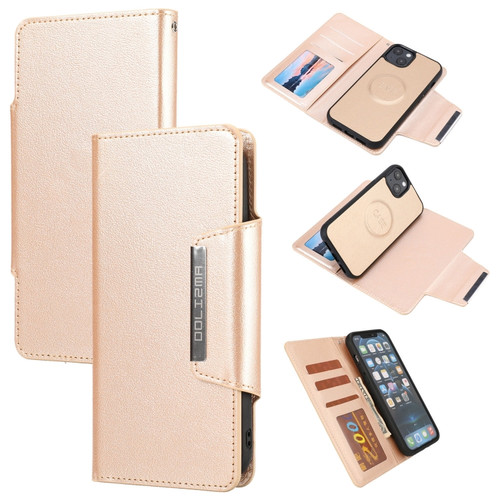 Separable Magnetic Leather Case for iPhone 14 - Gold