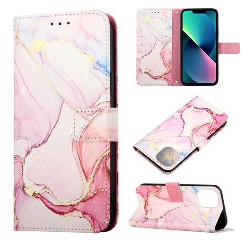 Marble Pattern Flip Leather Phone Case for iPhone 14 - Rose Gold LS005