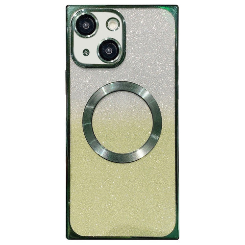 Square Gradient Magsafe Electroplating TPU Phone Case for iPhone 14 - Green