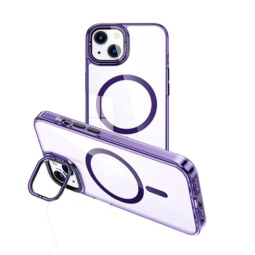 MagSafe Magnetic Invisible Holder Transparent Phone Case for iPhone 14 - Purple