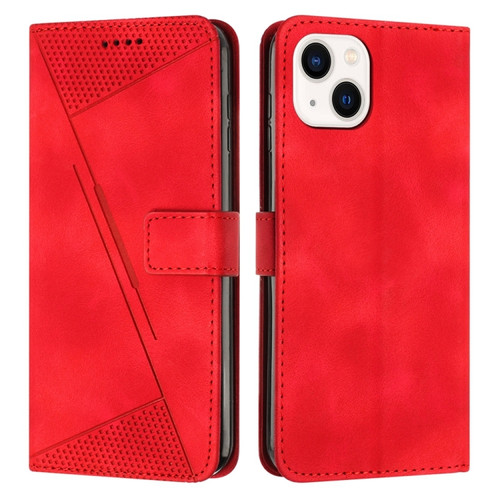 Dream Triangle Leather Phone Case with Lanyard for iPhone 14 - Red