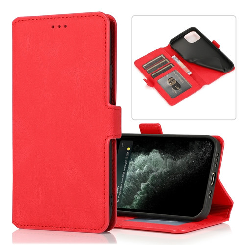 Retro Magnetic Closing Clasp Leather Case for iPhone 14 - Red