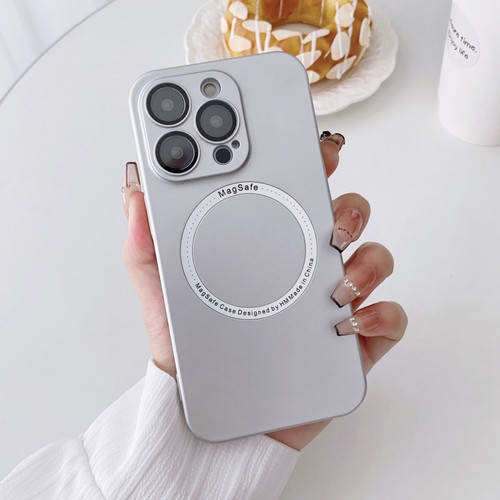 Magsafe Magnetic PC Shockproof Phone Case With Camera Lens for iPhone 14 - Silver