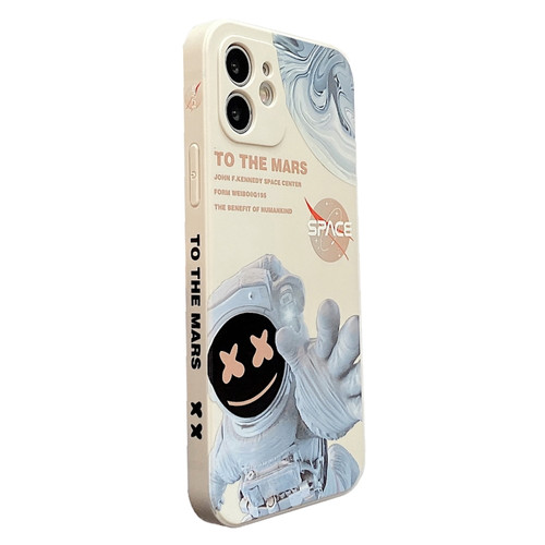 Martian Astronaut Pattern Shockproof Phone Case for iPhone 14 - White