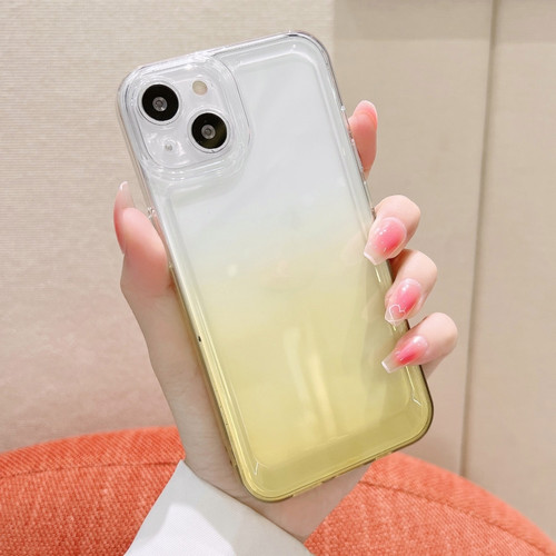 Gradient Electroplated Button Space Phone Case for iPhone 14 - Yellow