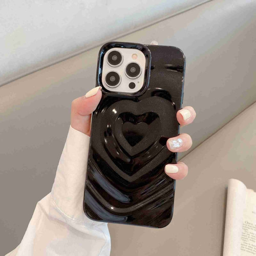 3D Love Pattern Phone Case for iPhone 14 Pro Max - Black