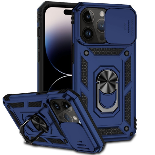 Sliding Camshield Holder Phone Case for iPhone 14 Pro Max - Blue