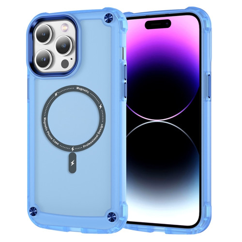 Skin Feel TPU + PC MagSafe Magnetic Phone Case for iPhone 14 Pro Max - Transparent Blue