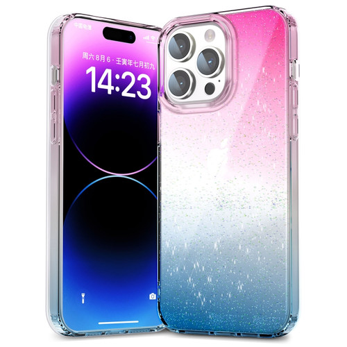 Star Gradient Phone Case for iPhone 14 Pro Max - Pink Blue