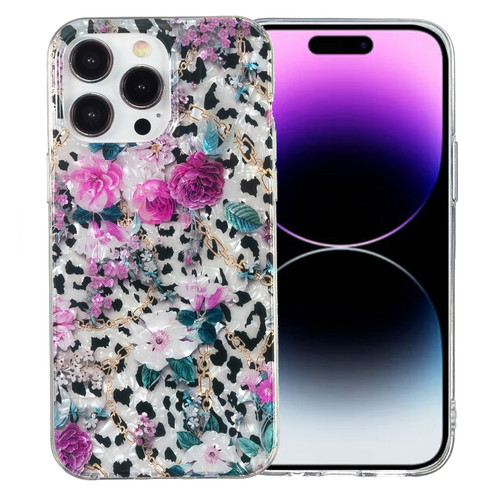 IMD Shell Pattern TPU Phone Case for iPhone 14 Pro Max - Leopard Flower