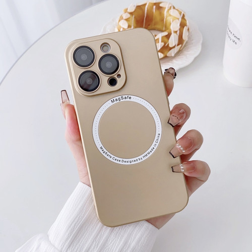 Magsafe Magnetic PC Shockproof Phone Case With Camera Lens for iPhone 14 Pro Max - Gold