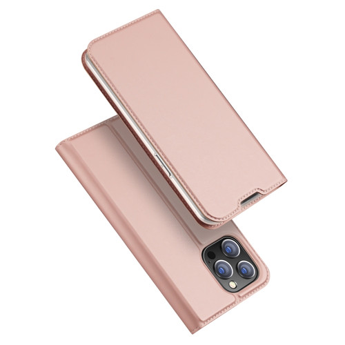 DUX DUCIS Skin Pro Series Shockproof Horizontal Flip Leather Phone Case for iPhone 14 Pro Max - Rose Gold