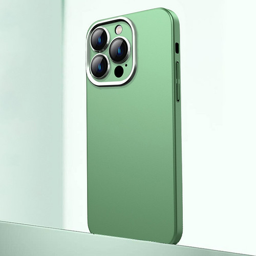 Frosted Metal Material Phone Case with Lens Protection for iPhone 14 Pro Max - Green