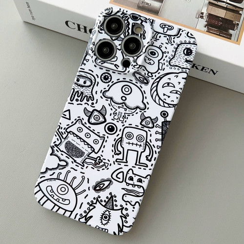 Painted Pattern Precise Hole PC Phone Case for iPhone 14 Pro Max - Block Monster