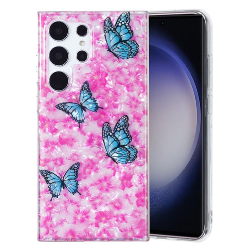 IMD Shell Pattern TPU Phone Case for Samsung Galaxy S23 Ultra 5G - Colorful Butterfly