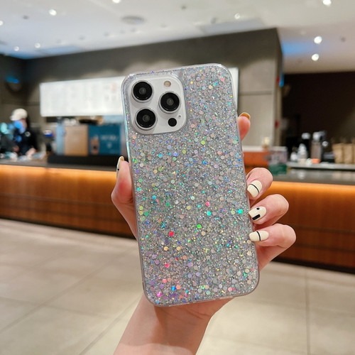 Glitter Sequins Epoxy TPU Phone Case for iPhone 14 Plus - Silver