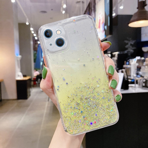 Starry Gradient Glitter Powder TPU Phone Case for iPhone 14 Plus - Yellow