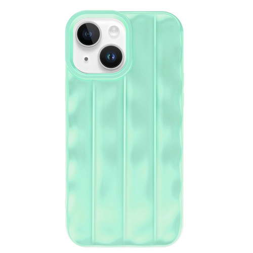 3D Stripe TPU Phone Case for iPhone 14 Plus - Mint Green