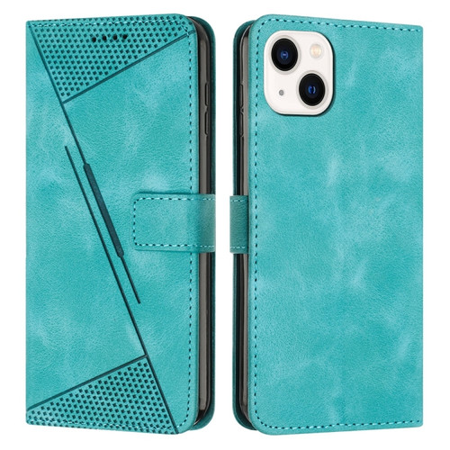 Dream Triangle Leather Phone Case with Lanyard for iPhone 14 Plus - Green