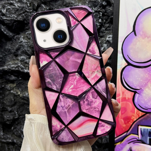 Water Cube Marble Electroplating TPU Phone Case for iPhone 14 Plus - Purple