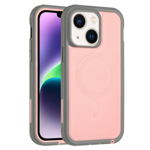 Defender Series XT MagSafe Magnetic PC + TPU Shockproof Phone Case for iPhone 14 Plus - Pink+Grey