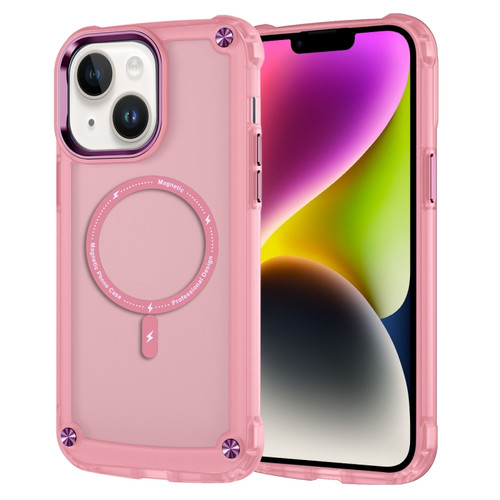 Skin Feel TPU + PC MagSafe Magnetic Phone Case for iPhone 14 Plus - Transparent Pink