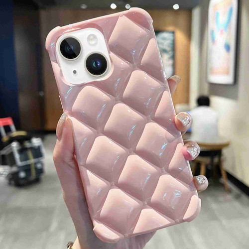 Diamond Lattice Varnish TPU Phone Case for iPhone 14 Plus - Pink