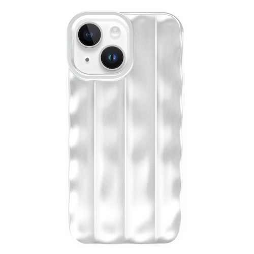 3D Stripe TPU Phone Case for iPhone 14 Plus - Silver