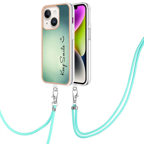 Electroplating Dual-side IMD Phone Case with Lanyard for iPhone 14 Plus - Smile