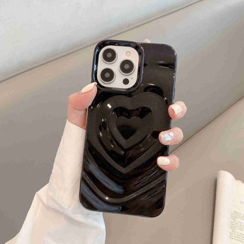 3D Love Pattern Phone Case for iPhone 14 Pro - Black