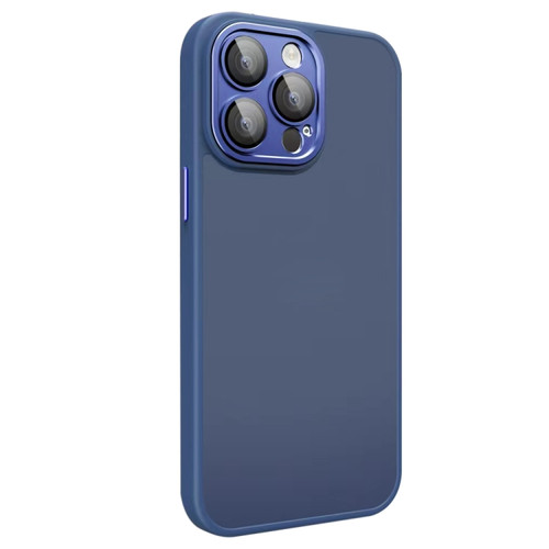 All-inclusive TPU Edge Acrylic Back Phone Case with Lens Film for iPhone 14 Pro - Navy Blue