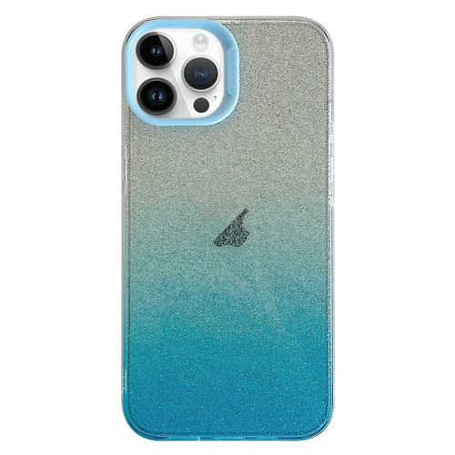 Double Sided IMD Gradient Glitter PC Phone Case for iPhone 14 Pro - Blue