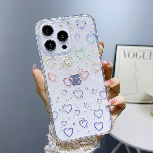 Little Star Series Glitter Powder TPU Phone Case for iPhone 14 Pro - Little Love Heart
