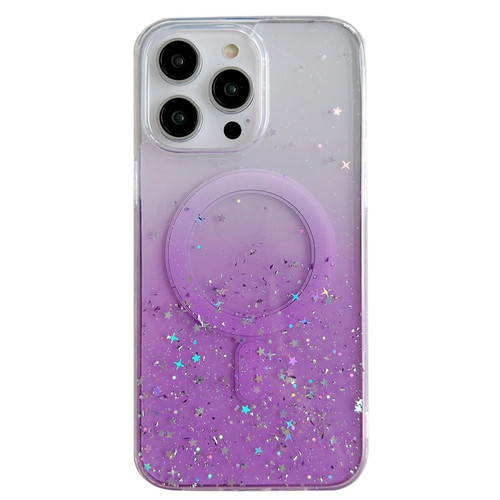 MagSafe Glitter Hybrid Clear TPU Phone Case for iPhone 14 Pro - Purple