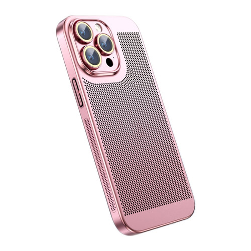 Ice Sense Heat Dissipation Electroplating PC Phone Case for iPhone 14 Pro - Rose Gold