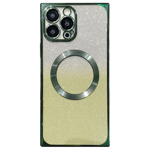 Square Gradient Magsafe Electroplating TPU Phone Case for iPhone 14 Pro - Green