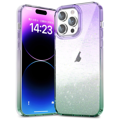 Star Gradient Phone Case for iPhone 14 Pro - Purple Green