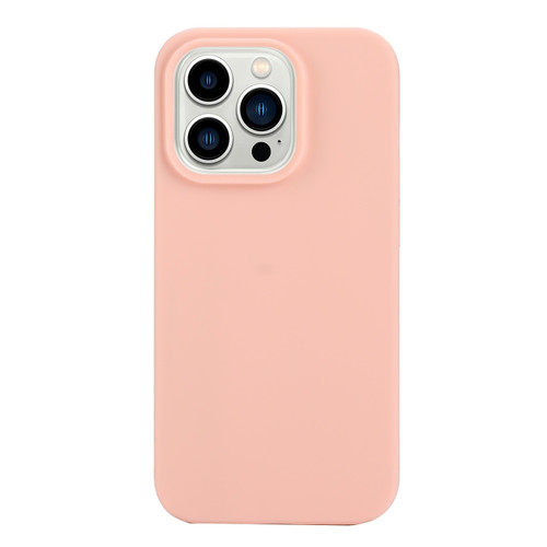 Solid Color Frosted Silicone Phone Case for iPhone 14 Pro - Light Pink
