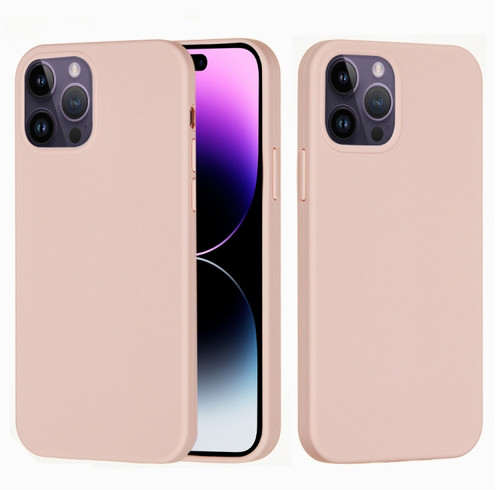 Solid Color Silicone Phone Case for iPhone 14 Pro - Sand Pink