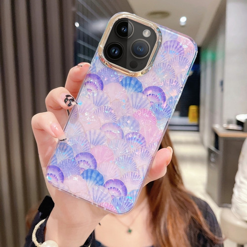 Colorful Crystal Shell Pattern PC + TPU Phone Case for iPhone 14 Pro - Scallop Purple