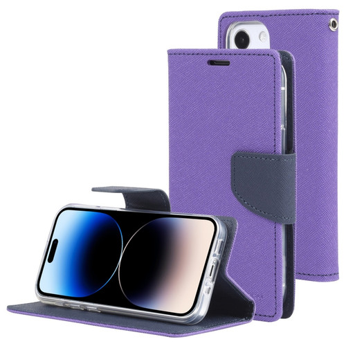 GOOSPERY FANCY DIARY Cross Texture Leather Case for iPhone 14 Pro - Purple