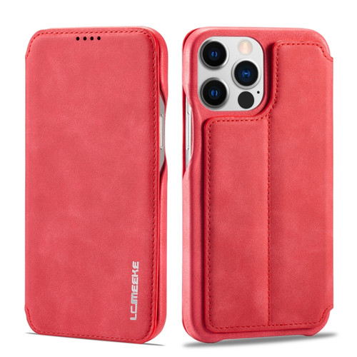 LC.IMEEKE Hon Ancient Series Flip Leather Phone Case for iPhone 14 Pro - Red