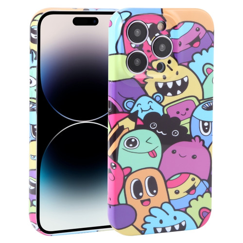 Dustproof Net Full Coverage PC Phone Case for iPhone 14 Pro - Cute Monster