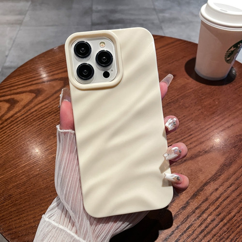 Solid Color Wave Texture TPU Phone Case for iPhone 14 Pro - Beige