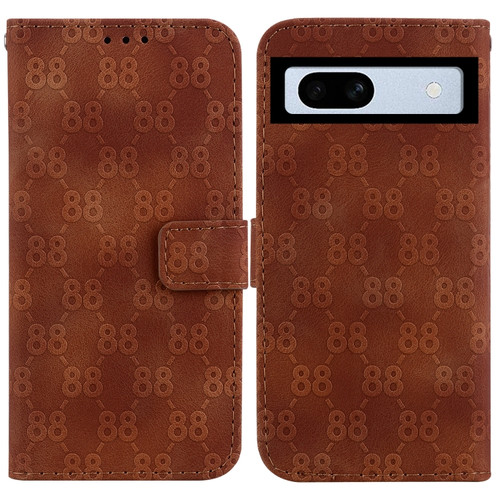 Double 8-shaped Embossed Leather Phone Case for Google Pixel 7a - Brown