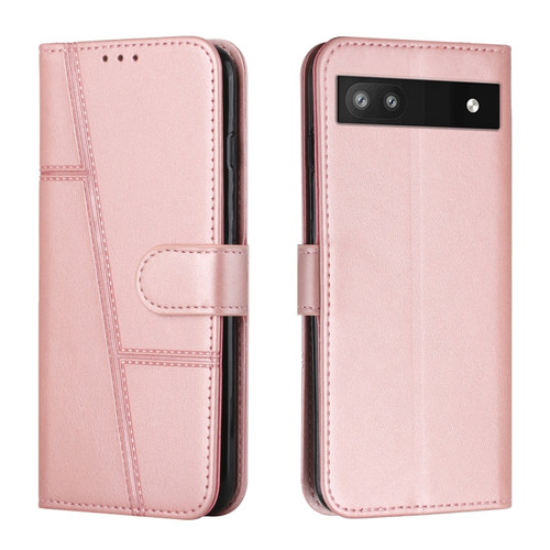 Stitching Calf Texture Buckle Leather Phone Case for Google Pixel 7a - Rose Gold