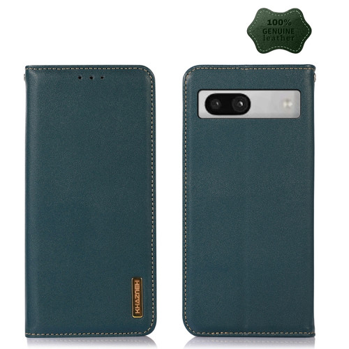 KHAZNEH Nappa Top Layer Cowhide Leather Phone Case for Google Pixel 7a - Green